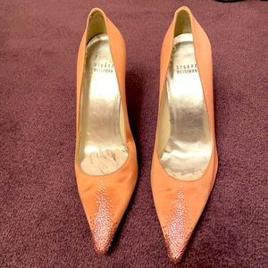 Stuart Weitzman satin swarski heels